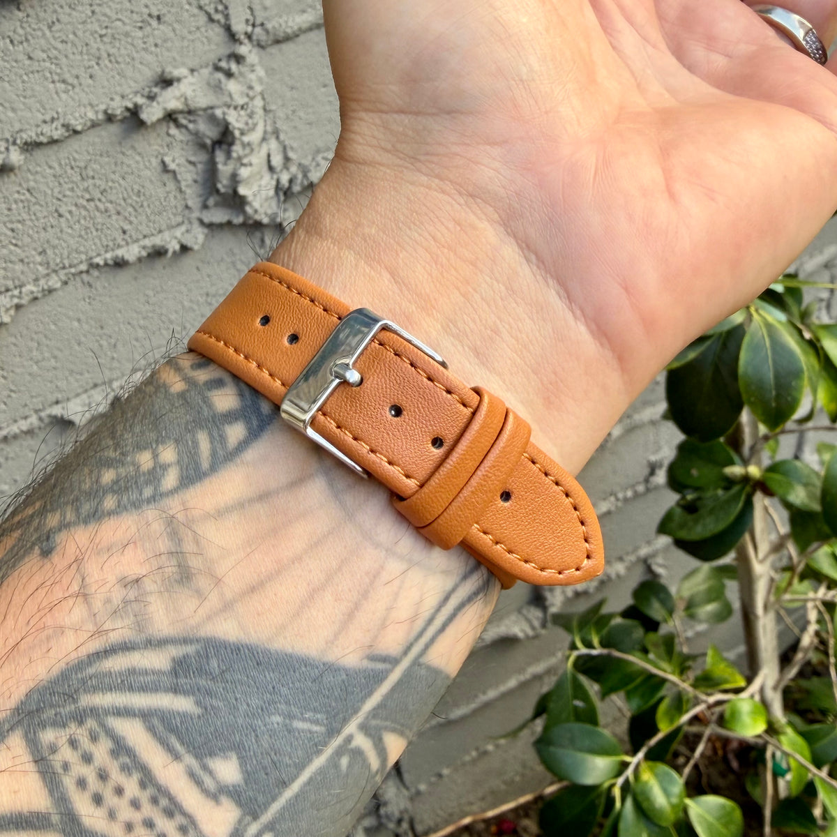 Leather Strap for Casio AE1200WH Royale, 20mm Caramel Brown Genuine Leather Watch Band, White Stitch, Fits AE-1200WH AE-1300WH AE-1000W Series
