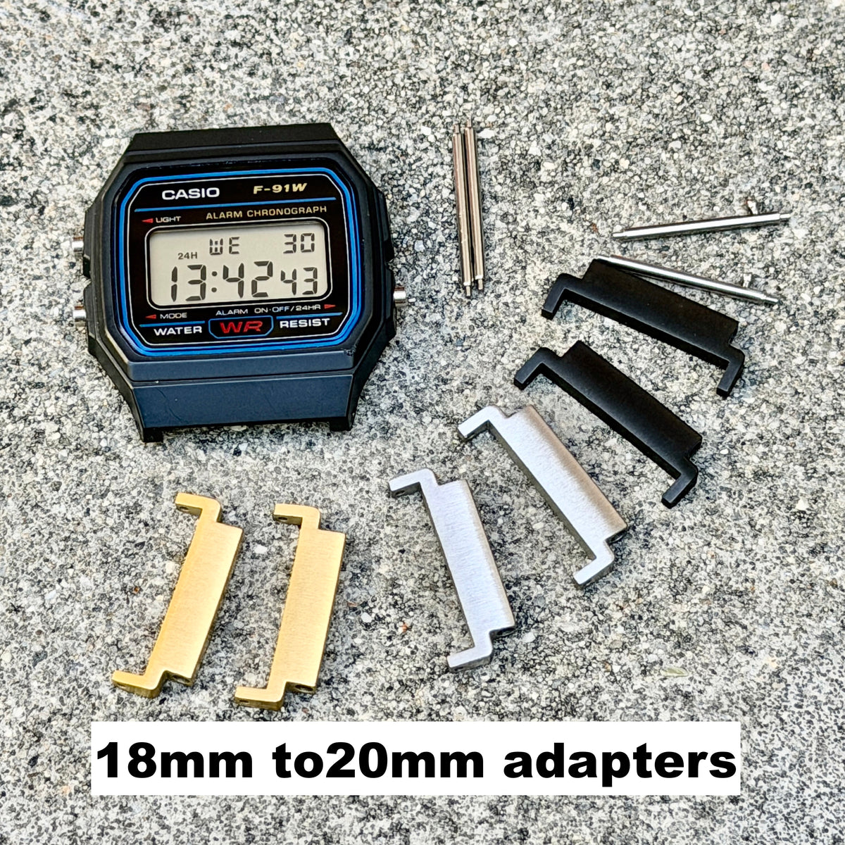 Casio Watch Mods 18mm to 20mm Adapters F91W/F84/F105/108/A158/A168/AE1200
