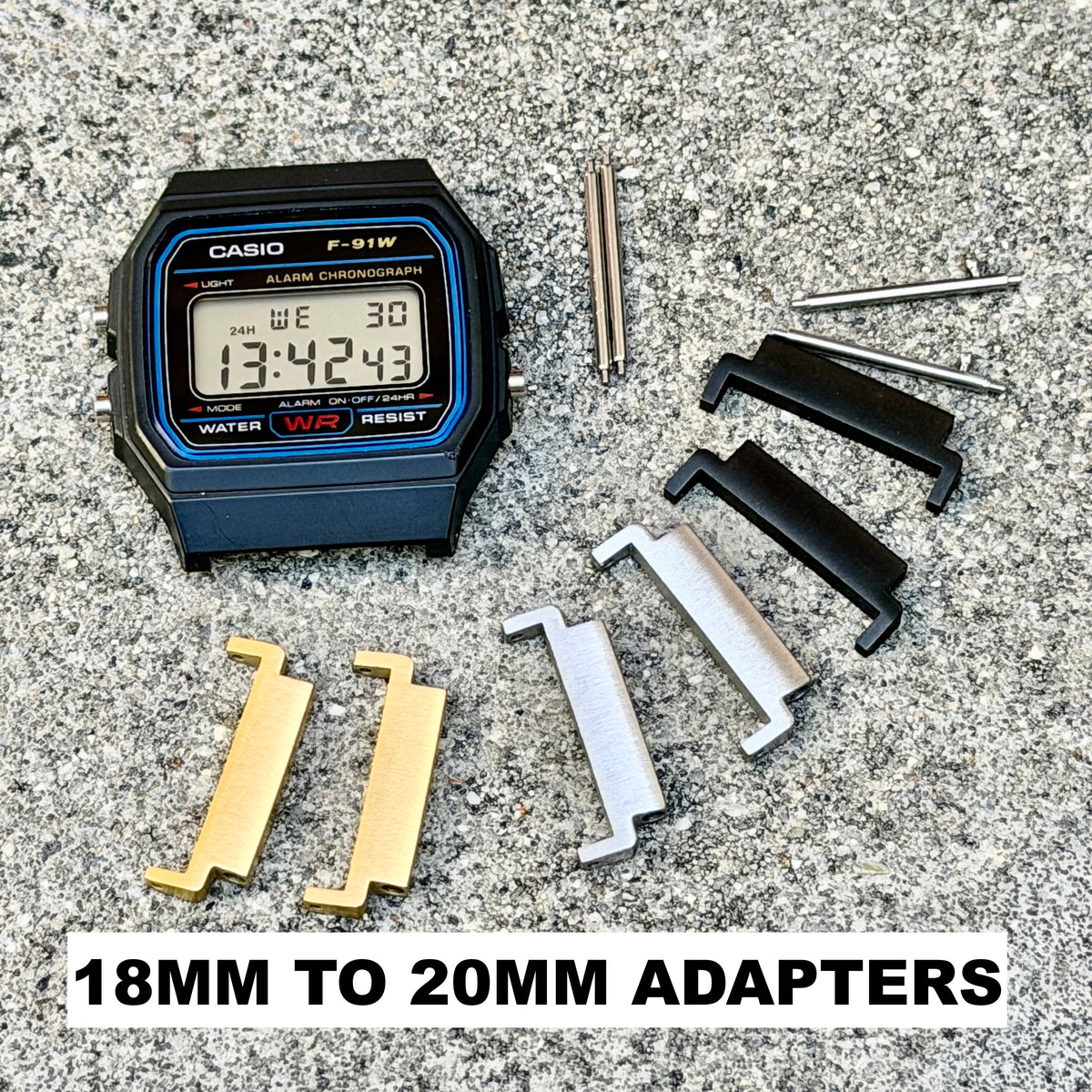 Casio Watch Mods 18mm to 20mm Adapters F91W/F84/F105/108/A158/A168/AE1200