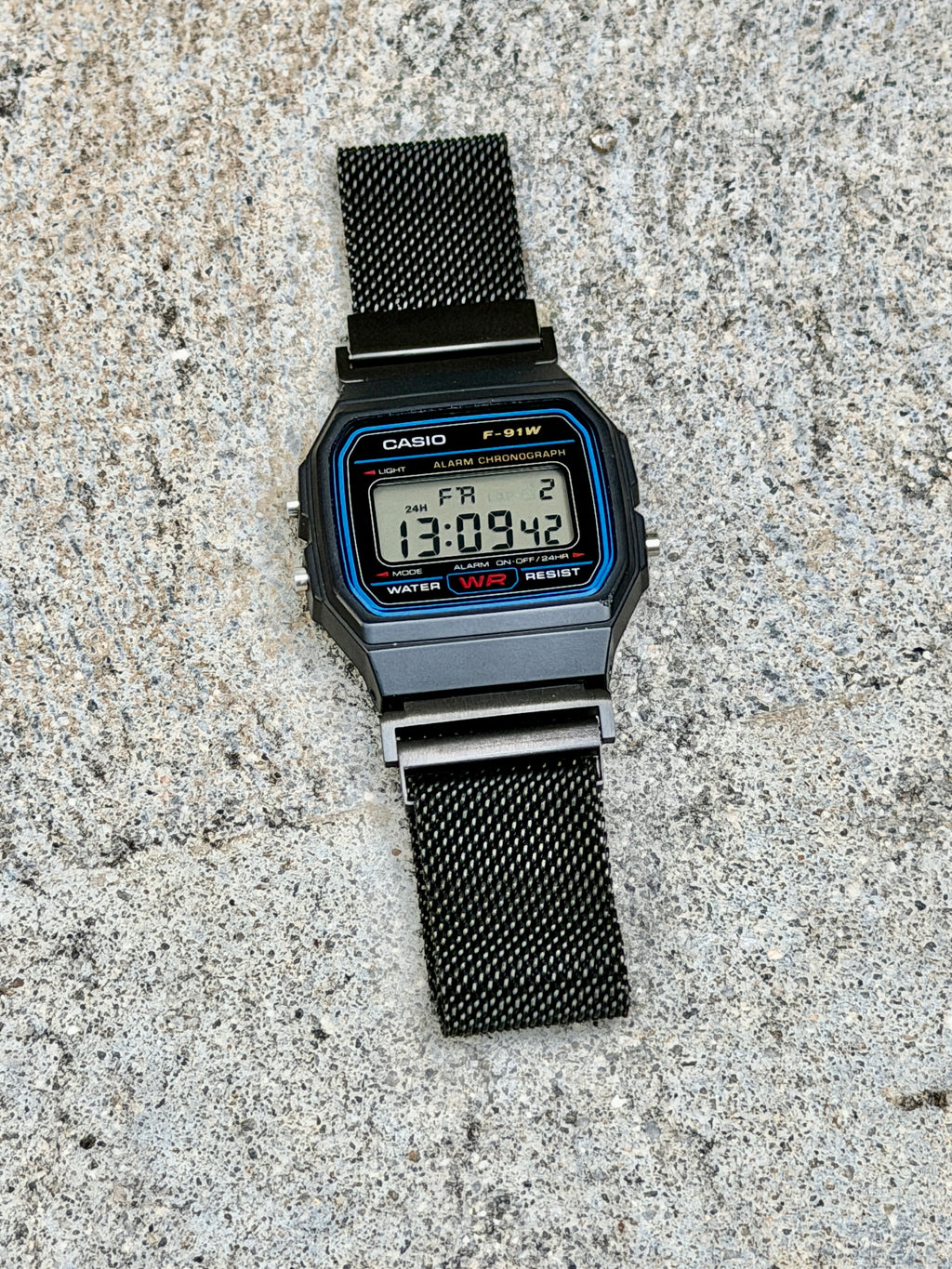 Black Milanese Mesh Band for Casio F-91W, Stainless Steel Magnetic Strap, Watch Upgrade, Fits F91W A158W A168W W-59 W-86 and More