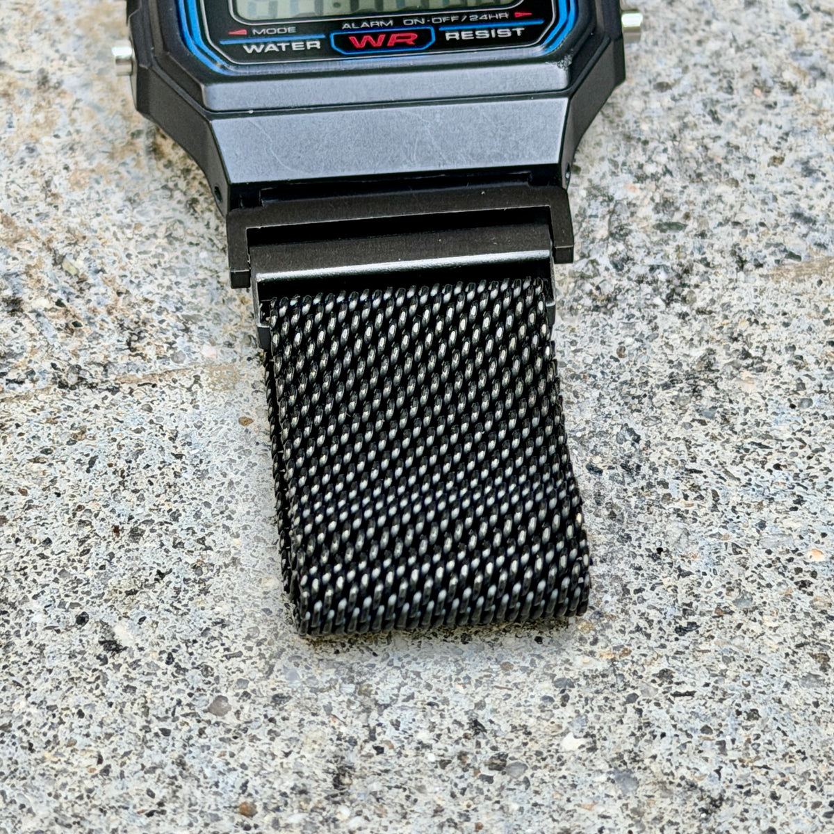 Black Milanese Mesh Band for Casio F-91W, Stainless Steel Magnetic Strap, Watch Upgrade, Fits F91W A158W A168W W-59 W-86 and More