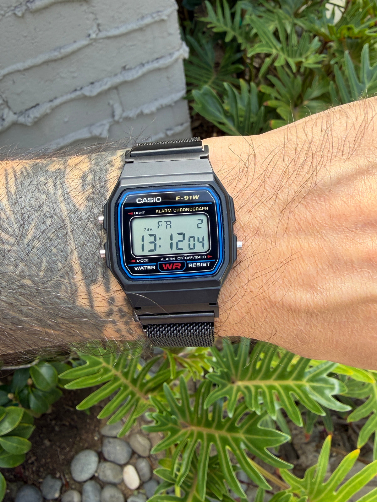 Black Milanese Mesh Band for Casio F-91W, Stainless Steel Magnetic Strap, Watch Upgrade, Fits F91W A158W A168W W-59 W-86 and More