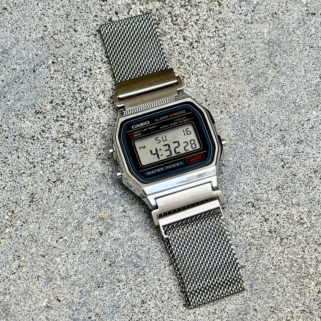 Silver Milanese Mesh Band for Casio A168W, Stainless Steel Magnetic Strap, Watch Upgrade, Fits A168W F-91W AE-1200WH W-59 and More
