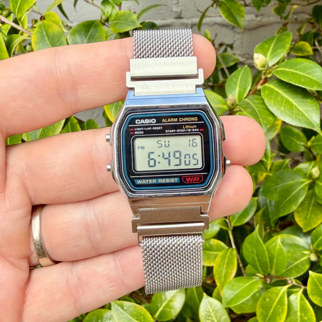 Silver Milanese Mesh Band for Casio A168W, Stainless Steel Magnetic Strap, Watch Upgrade, Fits A168W F-91W AE-1200WH W-59 and More