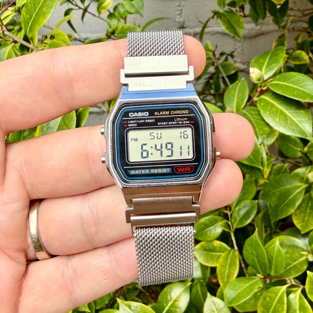 Silver Milanese Mesh Band for Casio A168W, Stainless Steel Magnetic Strap, Watch Upgrade, Fits A168W F-91W AE-1200WH W-59 and More