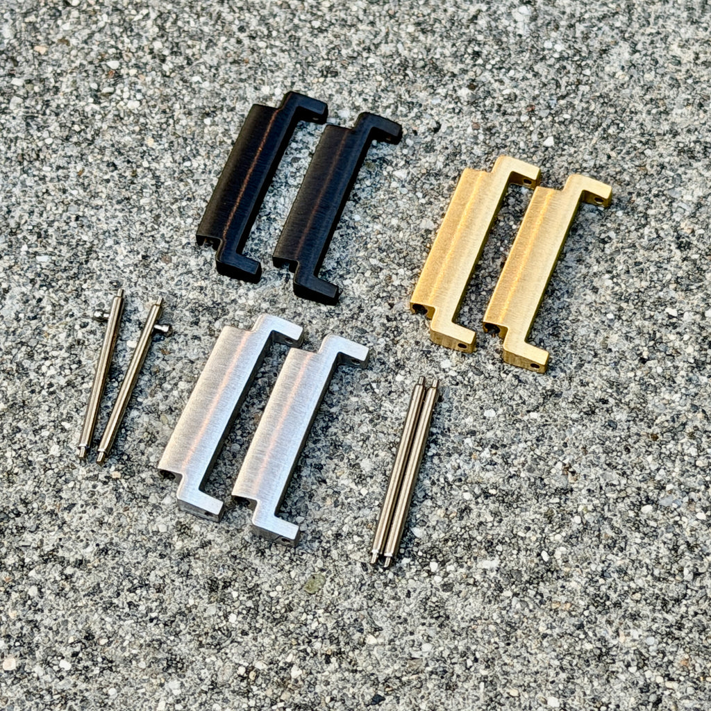 20mm to 22mm Watch Band Adapters for Casio CA-53W MTP-M305, Stainless Steel, Silver Black Gold, Set of 2, Spring Bars Included