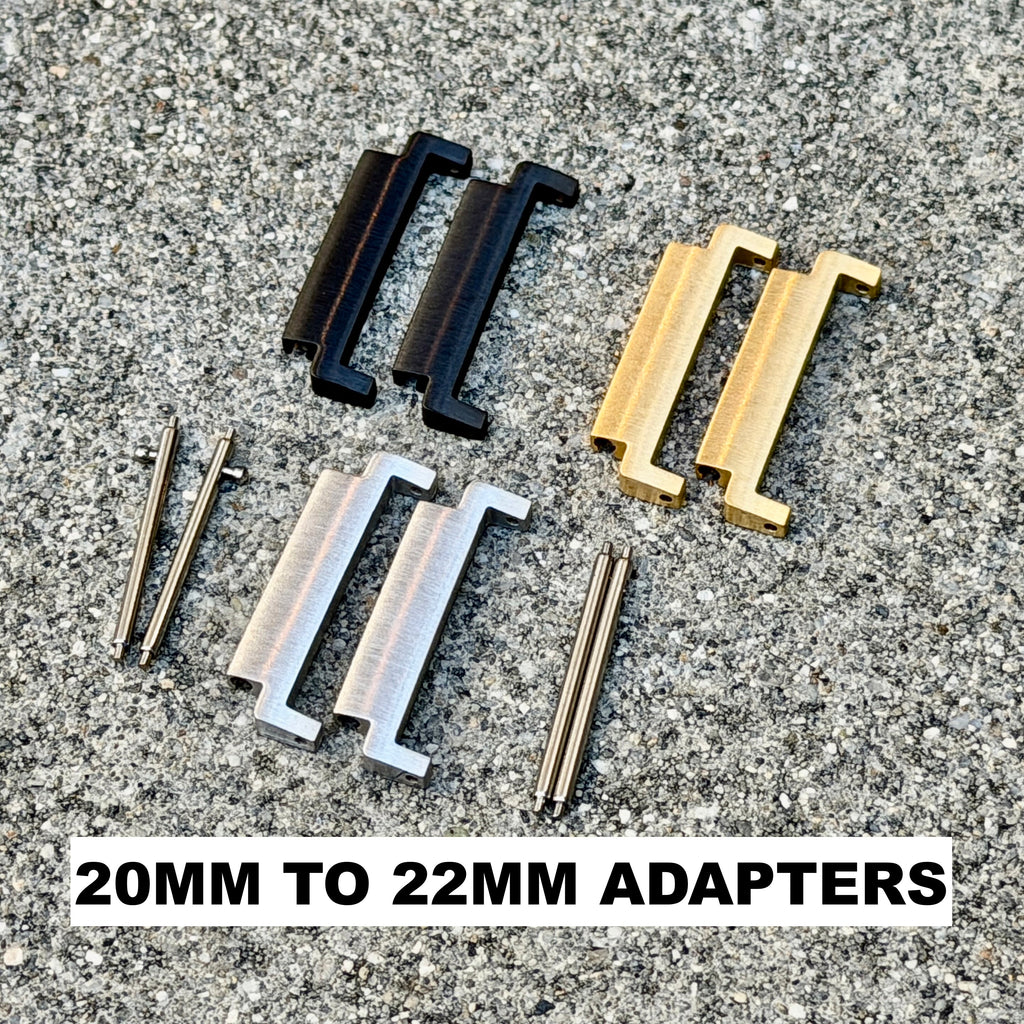 20mm to 22mm Watch Band Adapters for Casio CA-53W MTP-M305, Stainless Steel, Silver Black Gold, Set of 2, Spring Bars Included