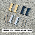 Casio Duro MDV106 MDV107 Watch Band Adapters, 22mm to 20mm Stainless Steel Lug Converter, Silver Black Gold, Replacement Band Converter Set