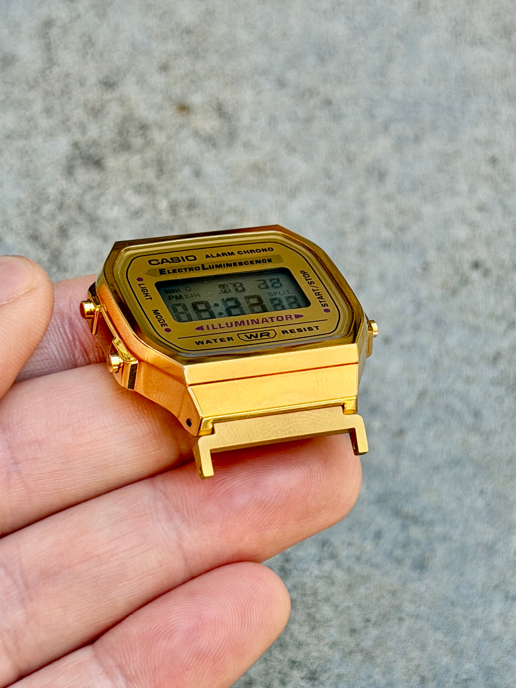 18mm to 22mm Gold Adapter for Casio A168WG, Stainless Steel Lug Converter, Fits A168W A158W F-91W Vintage Series, Spring Bars Included