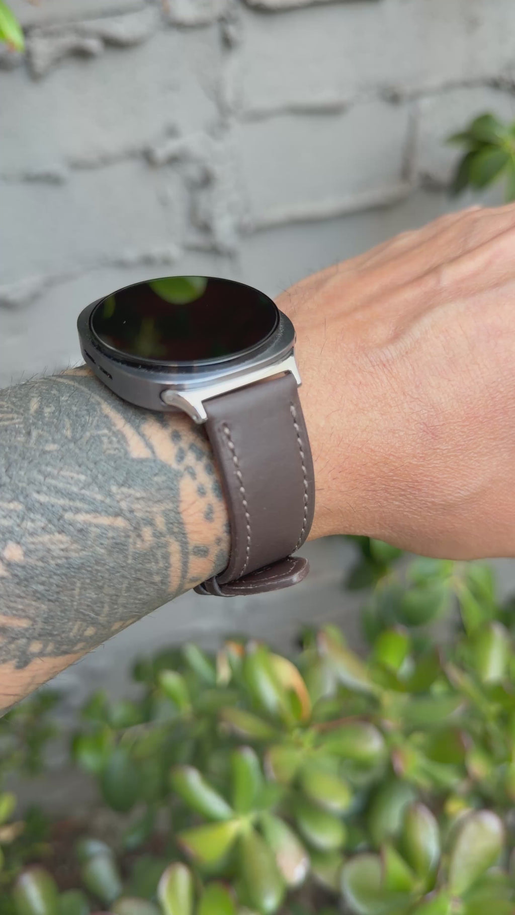 Dark Brown Leather Strap for Samsung Galaxy Watch 9 and Watch 8, Dynamic Lug Connector, Silver Buckle, 40mm 44mm