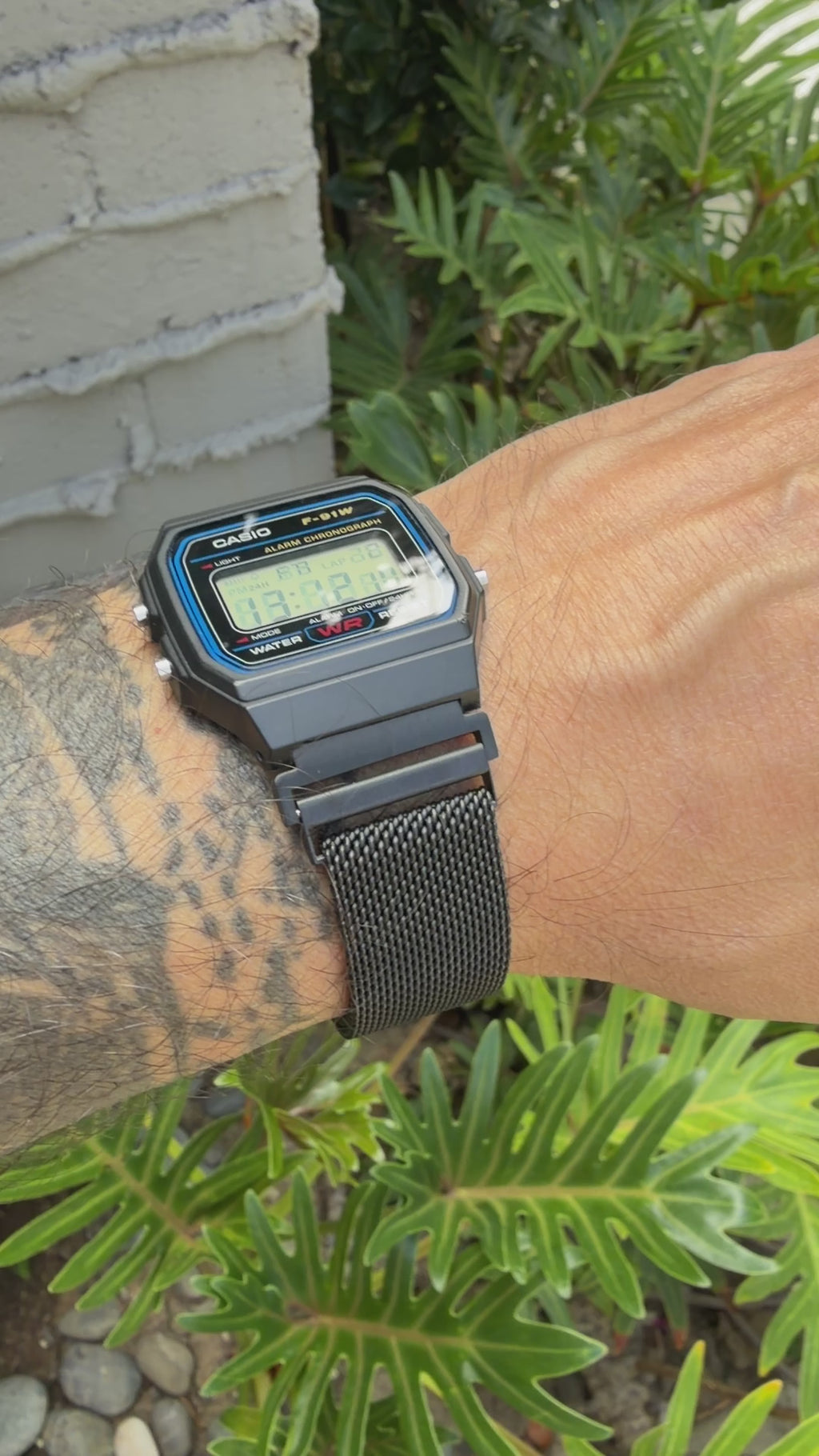 Black Milanese Mesh Band for Casio F-91W, Stainless Steel Magnetic Strap, Watch Upgrade, Fits F91W A158W A168W W-59 W-86 and More
