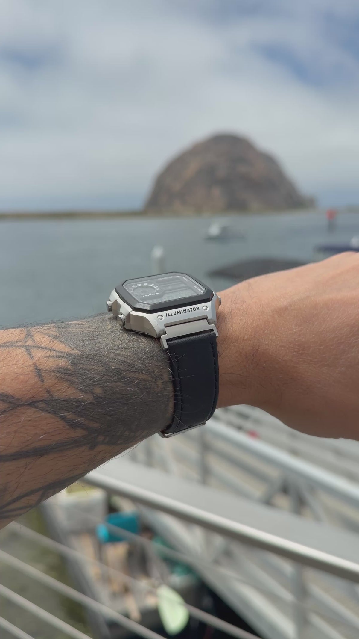 Black Leather Strap for Casio AE-1200WH Royale, 20mm Genuine Leather Watch Band, Silver Buckle, Adapters Pre-Attached, Adjustable Size, Fits AE-1200WH Series